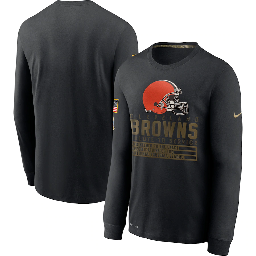 Men NFL Cleveland Browns T Shirt Nike Olive Salute To Service Green